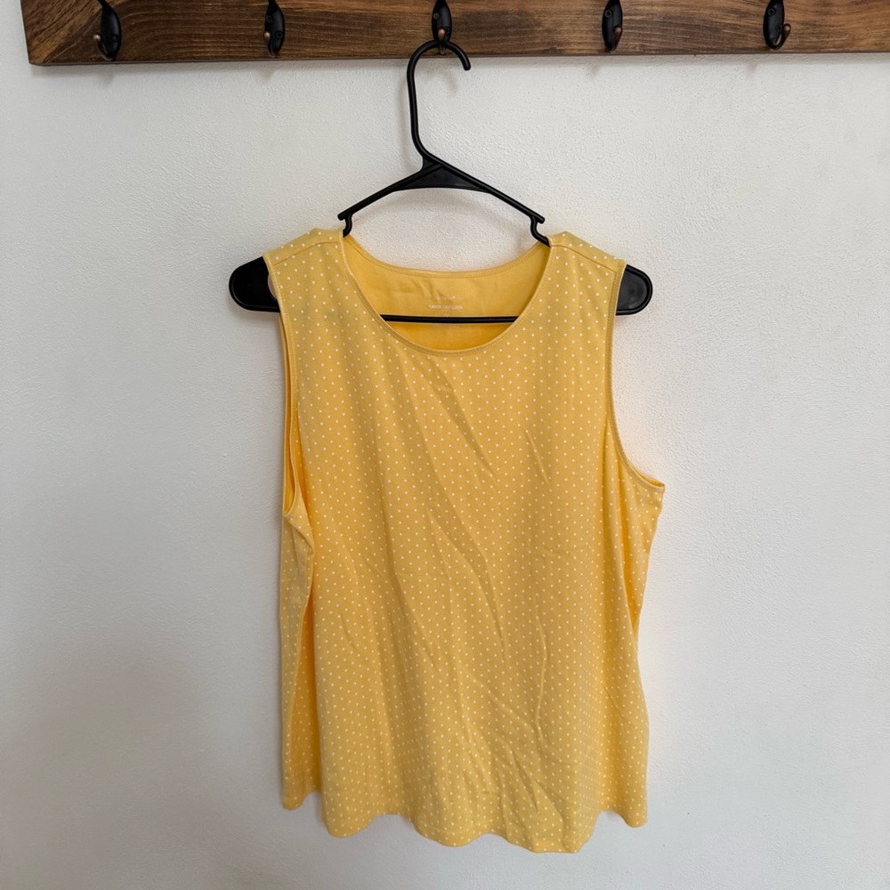 CJ Banks Yellow Polka Dot Tank Top